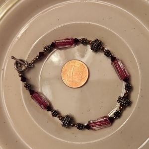 Bracelet made with Czech fire-polished garnet red beads